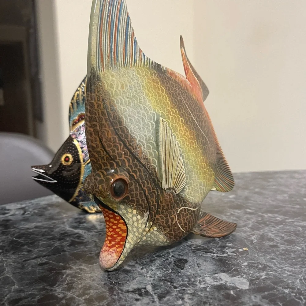 Vintage Black and Gold Betta Fish Decor